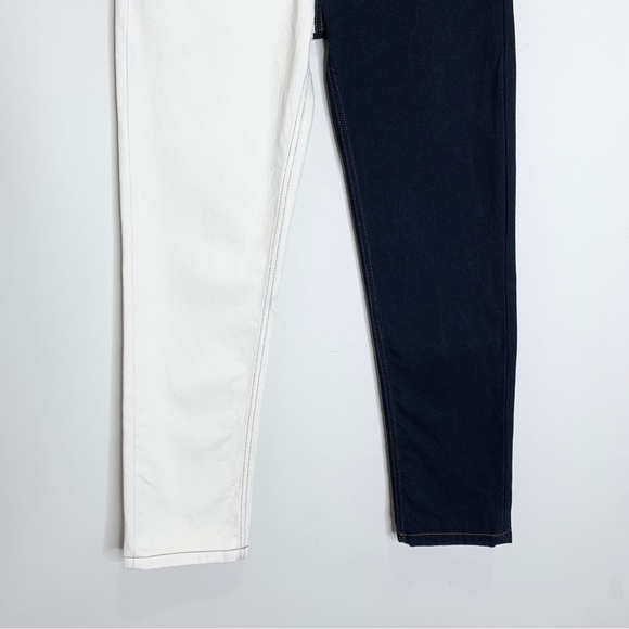 Nanushka Kemia Two Tone Straight Leg Jeans (Sz 24) Black / Cream - Picture 8 of 16